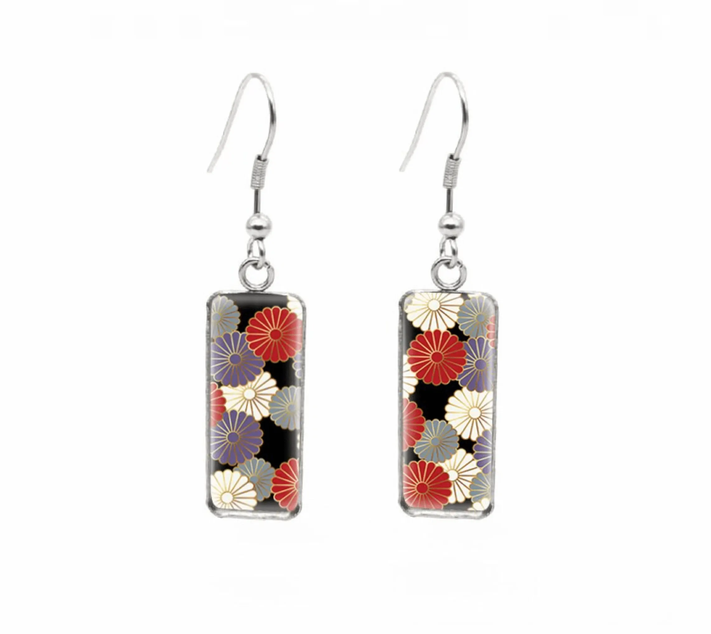 Don't AsK Rectangular Art-Print Drop Earrings – Multi Colored Fans – Lightweight Dangle Earrings for Women sold by Zulily