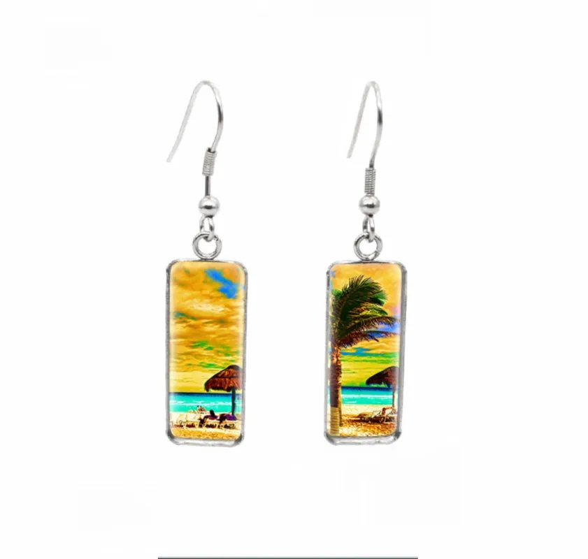 Don't AsK Rectangular Art-Print Drop Earrings – Paradise Skies – Lightweight Dangle Earrings for Women sold by Zulily