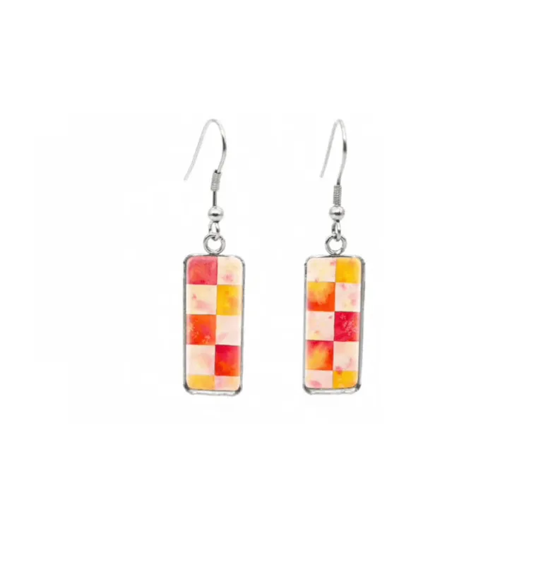 Don't AsK Rectangular Art-Print Drop Earrings – Multi Checkered – Lightweight Dangle Earrings for Women sold by Zulily
