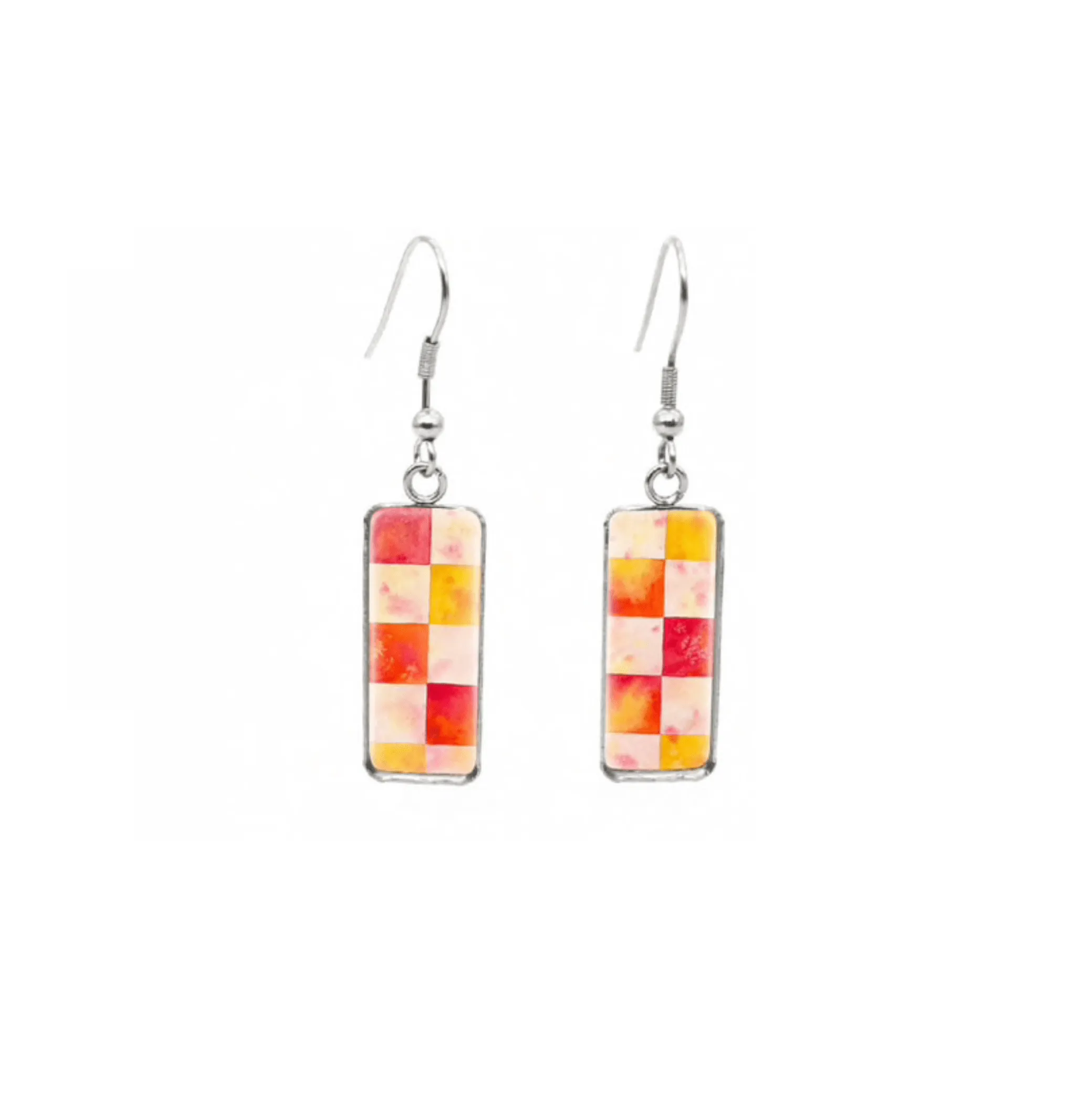 Don't AsK Rectangular Art-Print Drop Earrings – Multi Checkered – Lightweight Dangle Earrings for Women sold by Zulily