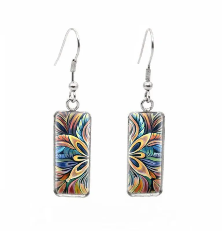 Don't AsK Rectangular Art-Print Drop Earrings – Multi Colored – Lightweight Dangle Earrings for Women sold by Zulily
