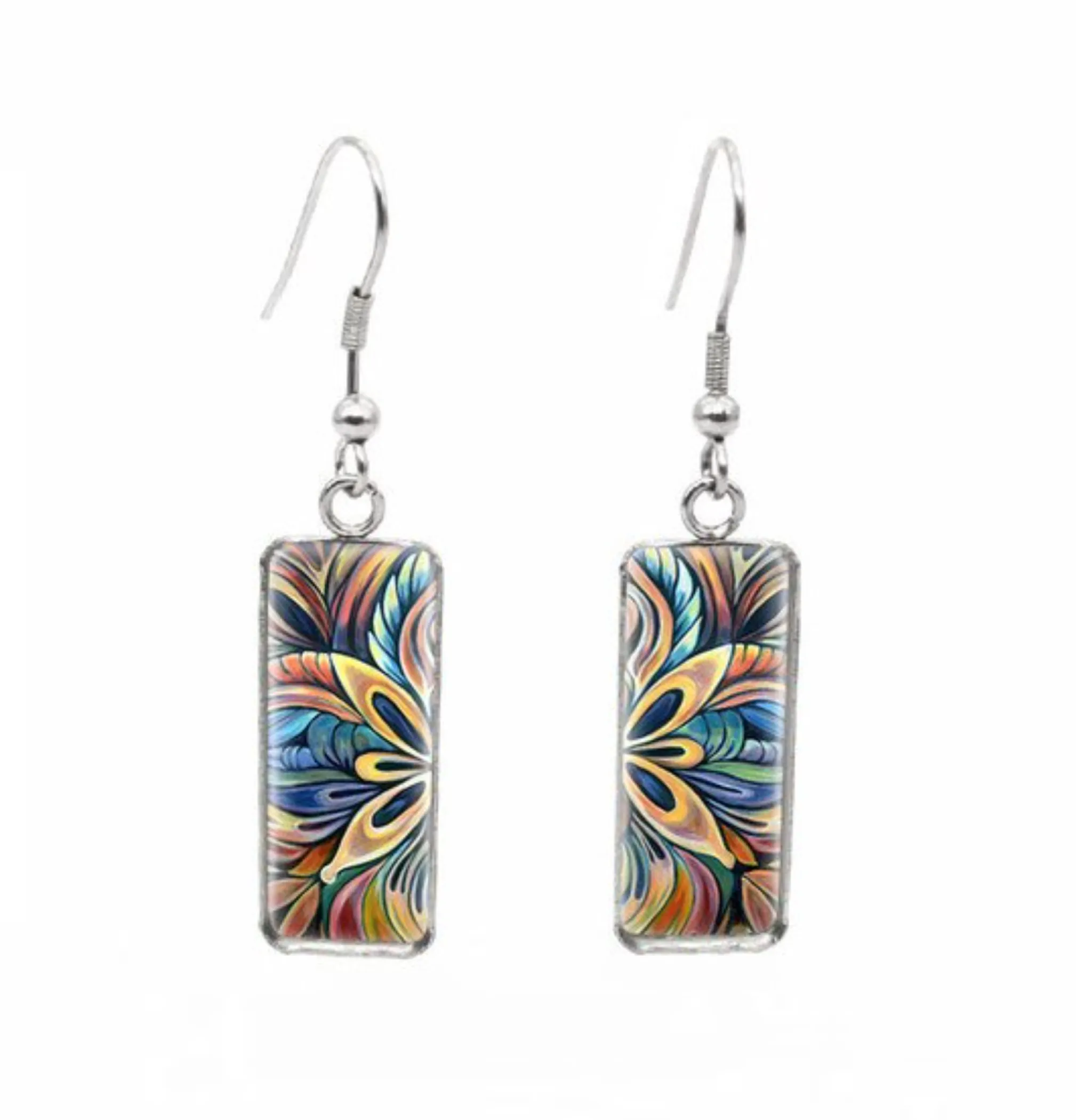 Don't AsK Rectangular Art-Print Drop Earrings – Multi Colored – Lightweight Dangle Earrings for Women sold by Zulily
