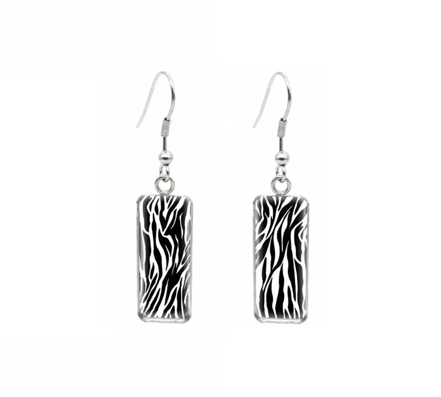 Don't AsK Rectangular Art-Print Drop Earrings – Zebra – Lightweight Dangle Earrings for Women sold by Zulily