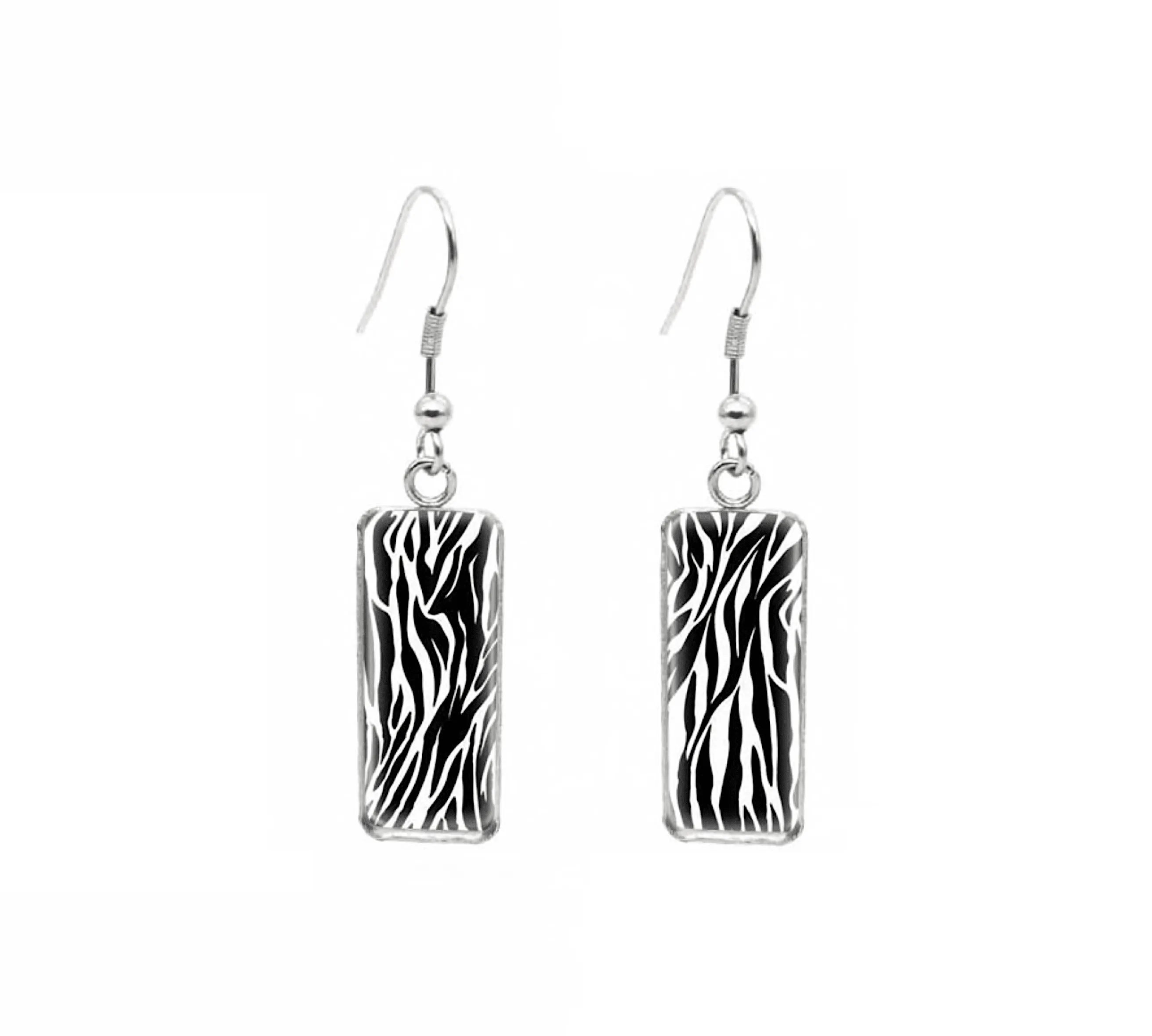 Don't AsK Rectangular Art-Print Drop Earrings – Zebra – Lightweight Dangle Earrings for Women sold by Zulily