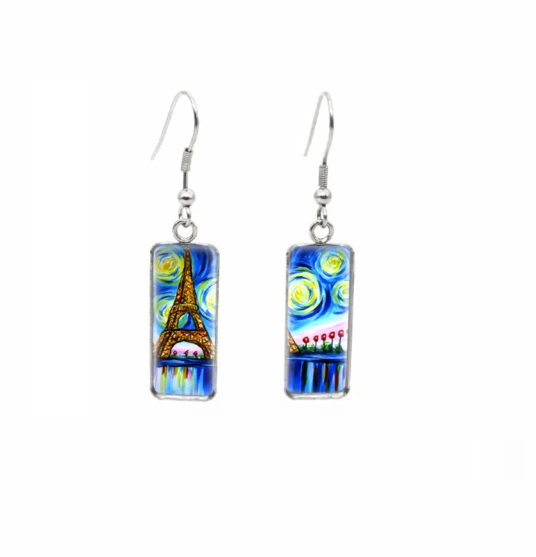 Don't AsK Rectangular Art-Print Drop Earrings – Paris At Night – Lightweight Dangle Earrings for Women sold by Zulily