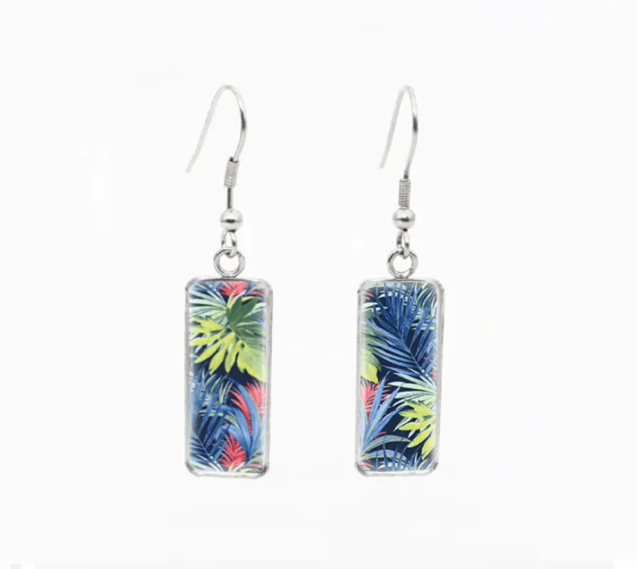 Don't AsK Rectangular Art-Print Drop Earrings – Multi Colored Jungle Leaves – Lightweight Dangle Earrings for Women sold by Zulily