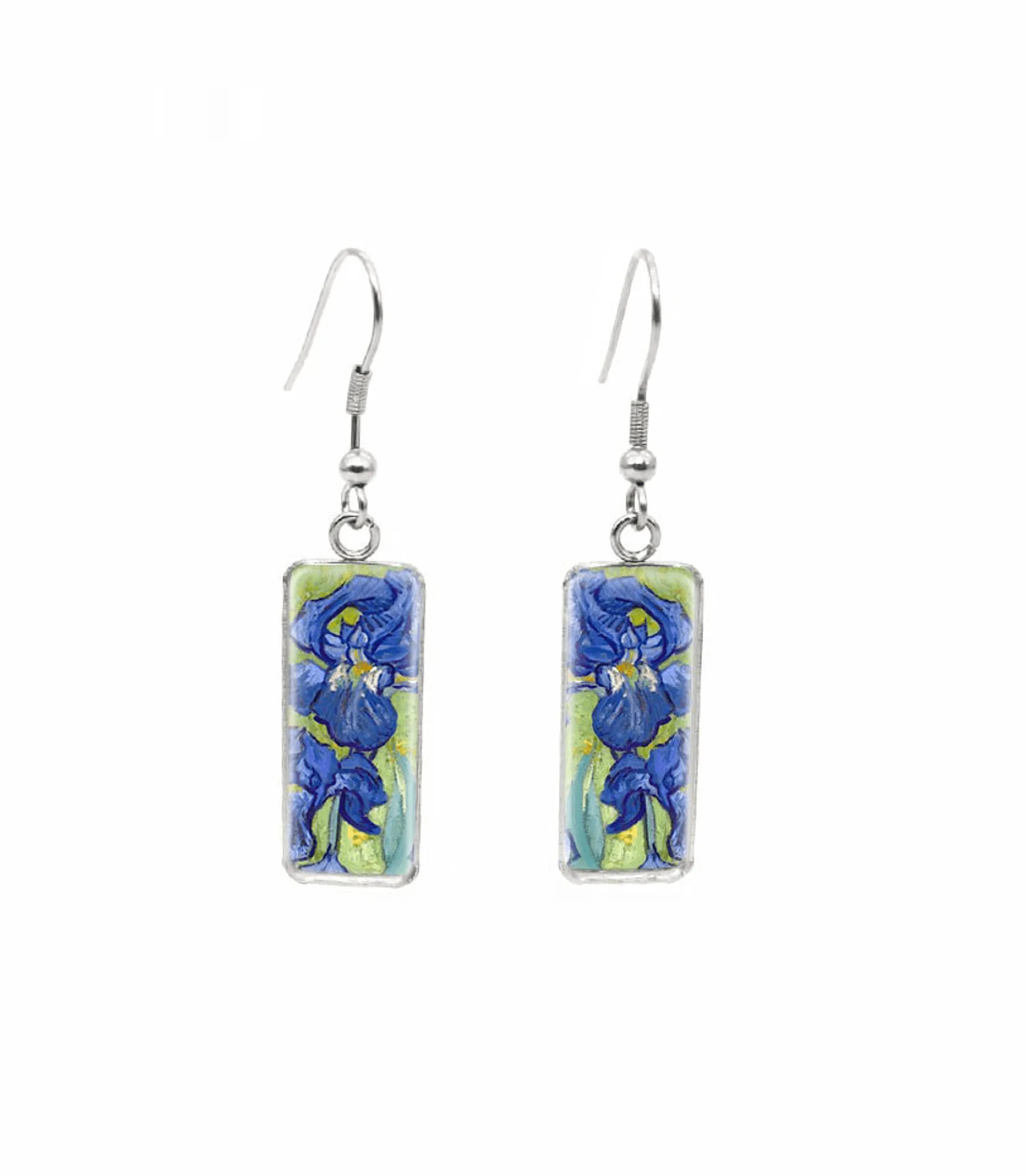 Don't AsK Rectangular Art-Print Drop Earrings – Blue Iris – Lightweight Dangle Earrings for Women sold by Zulily