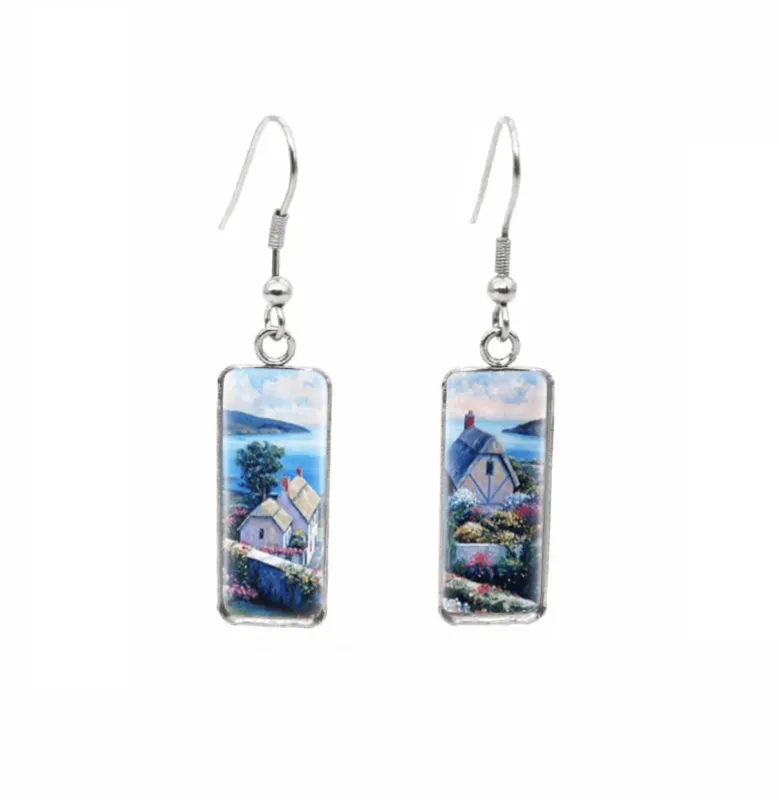 Don't AsK Rectangular Art-Print Drop Earrings – House on the Water – Lightweight Dangle Earrings for Women sold by Zulily