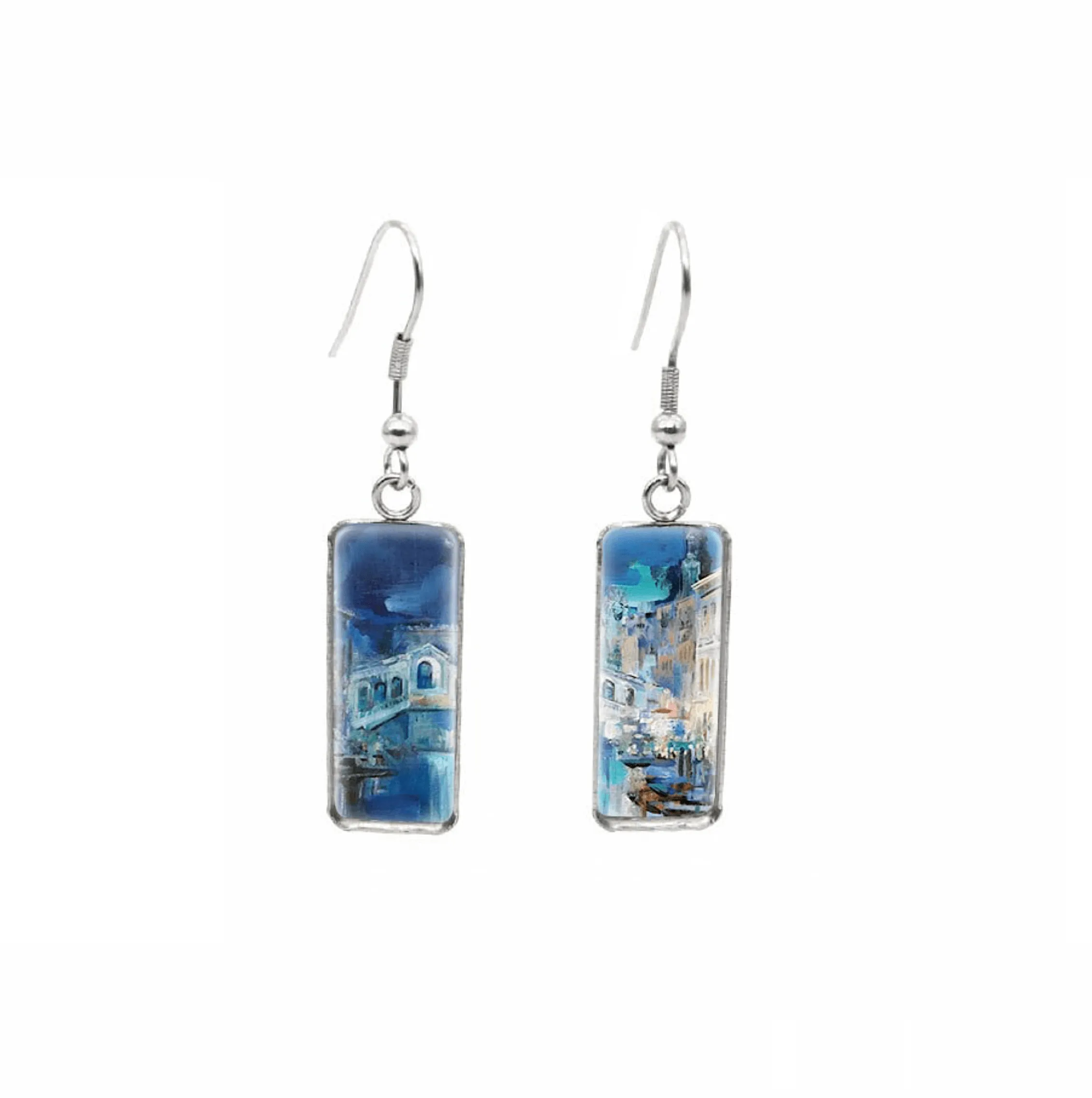 Don't AsK Rectangular Art-Print Drop Earrings – Blue Venice Waters – Lightweight Dangle Earrings for Women sold by Zulily