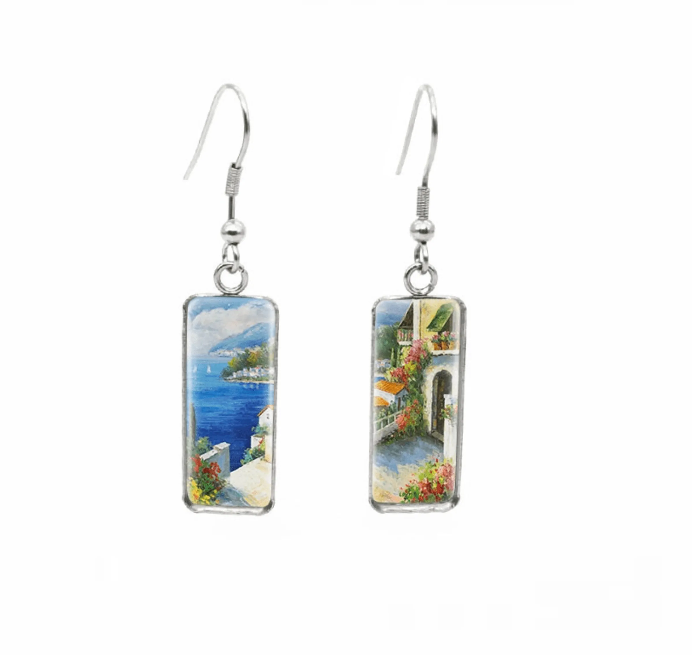 Don't AsK Rectangular Art-Print Drop Earrings – Coastline Waterfront – Lightweight Dangle Earrings for Women sold by Zulily