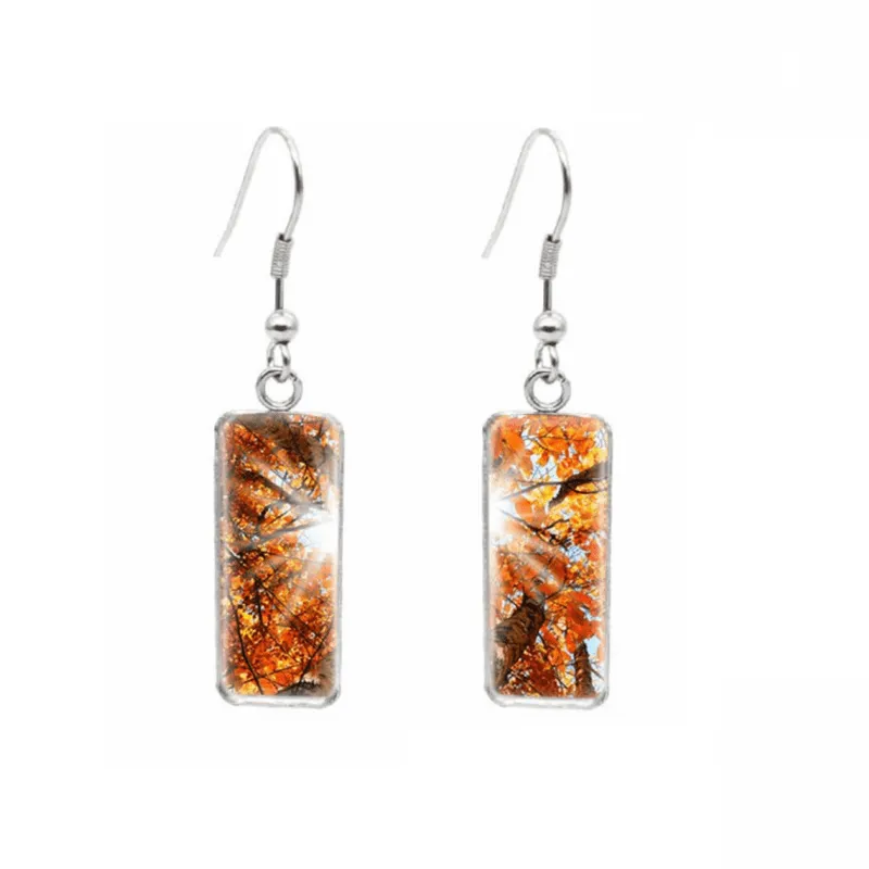 Don't AsK Rectangular Art-Print Drop Earrings – Sunshine Fall Forest – Lightweight Dangle Earrings for Women sold by Zulily