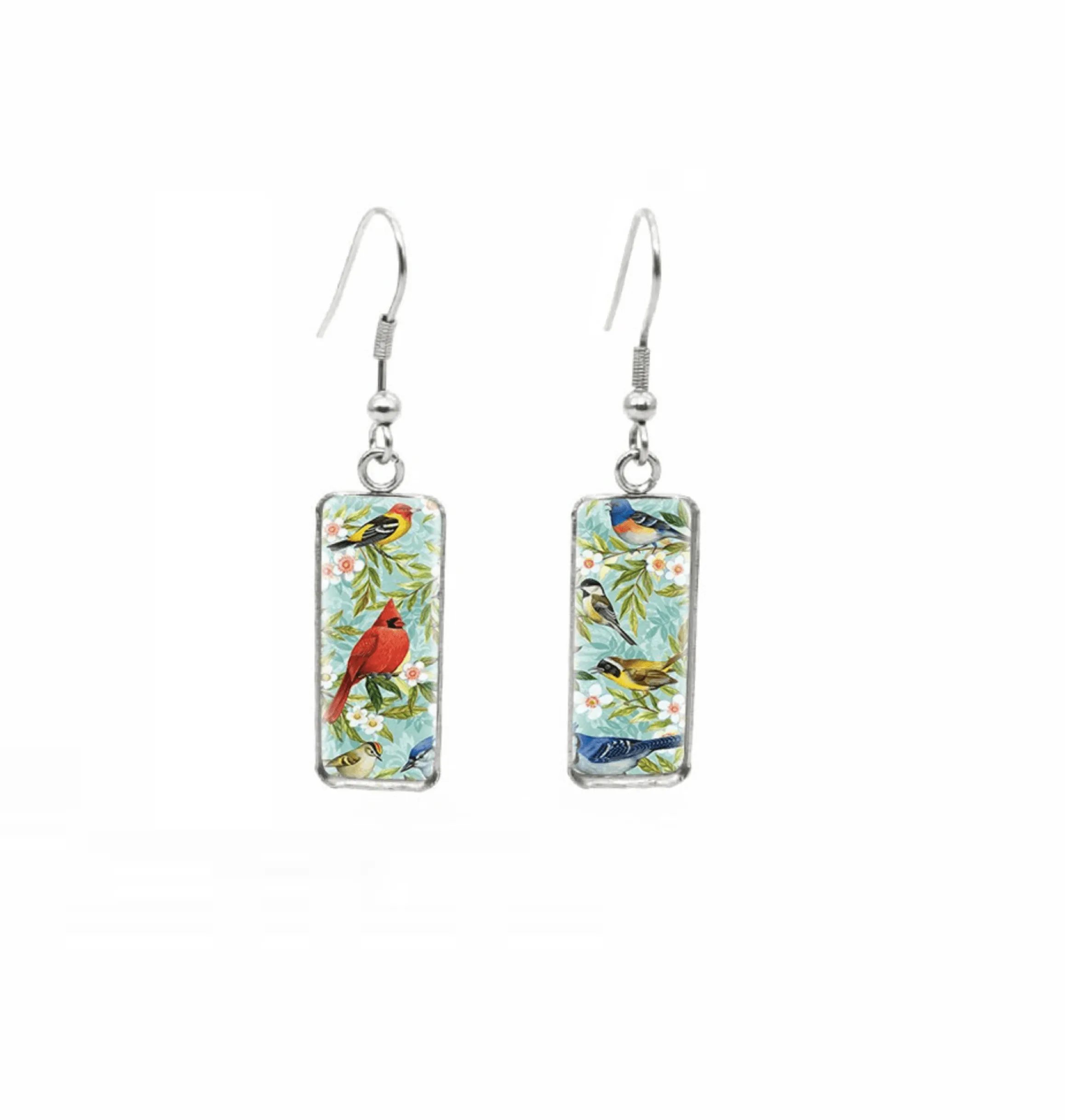 Don't AsK Rectangular Art-Print Drop Earrings – Birds on Branches – Lightweight Dangle Earrings for Women sold by Zulily