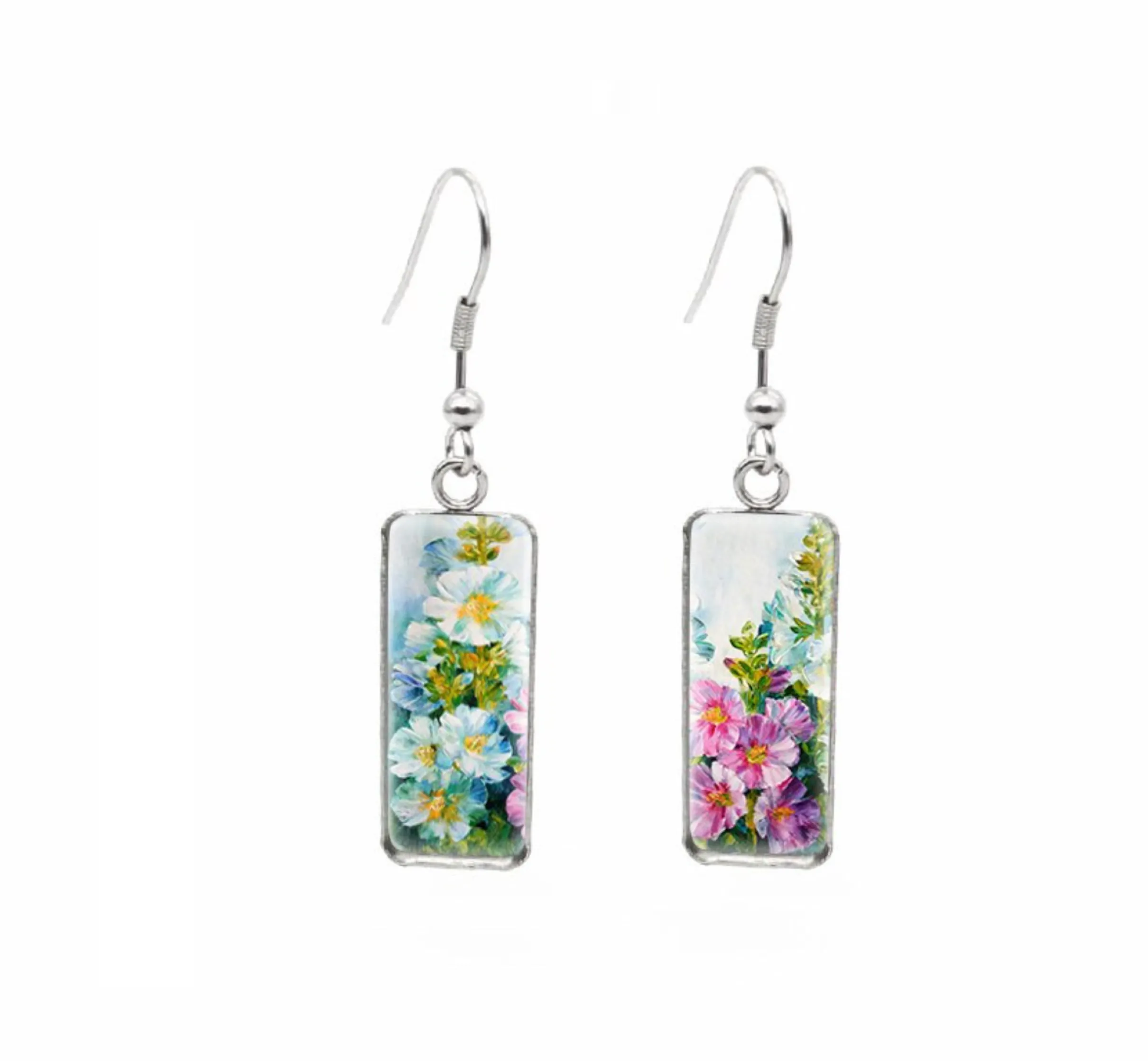 Don't AsK Rectangular Art-Print Drop Earrings – Multi Colored Floral – Lightweight Dangle Earrings for Women sold by Zulily