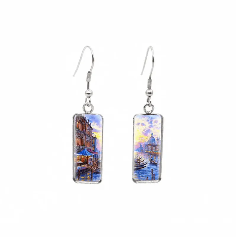 Don't AsK Rectangular Art-Print Drop Earrings – Venice Canal – Lightweight Dangle Earrings for Women sold by Zulily