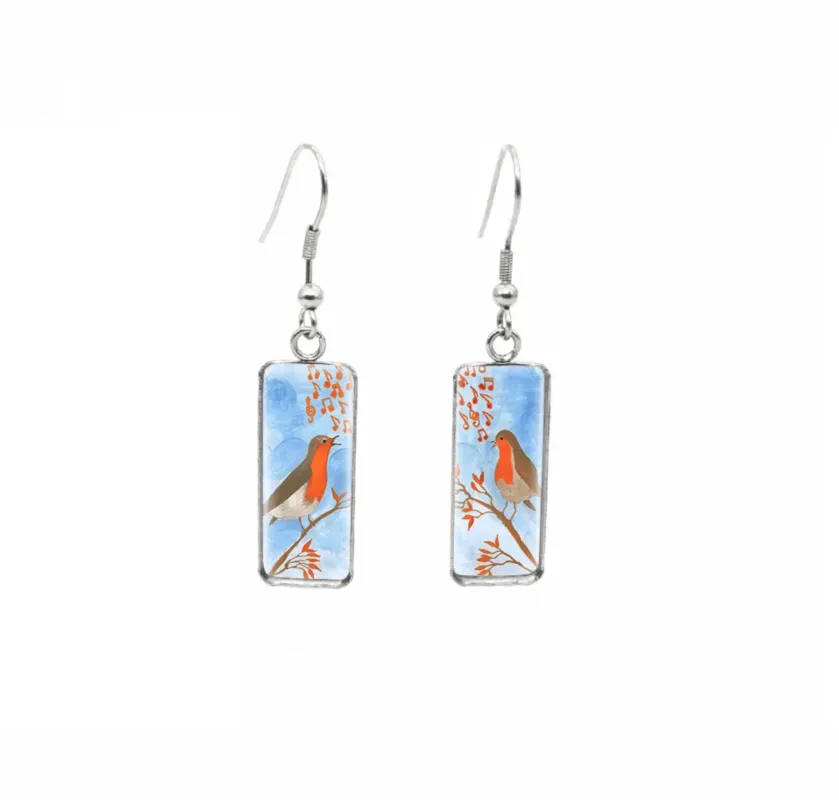 Don't AsK Rectangular Art-Print Drop Earrings – Songbirds – Lightweight Dangle Earrings for Women sold by Zulily