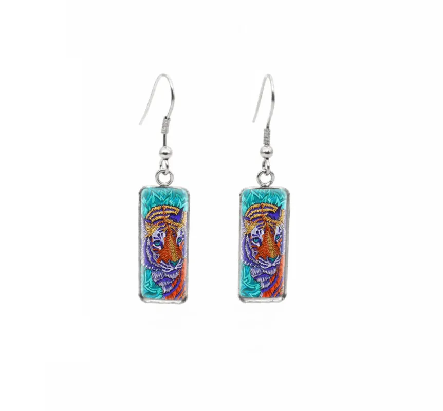 Don't AsK Rectangular Art-Print Drop Earrings – Multi Colored Tiger – Lightweight Dangle Earrings for Women sold by Zulily