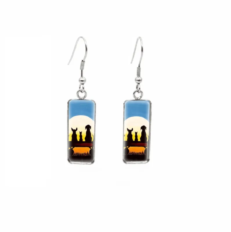 Don't AsK Rectangular Art-Print Drop Earrings – Animal Friends – Lightweight Dangle Earrings for Women sold by Zulily