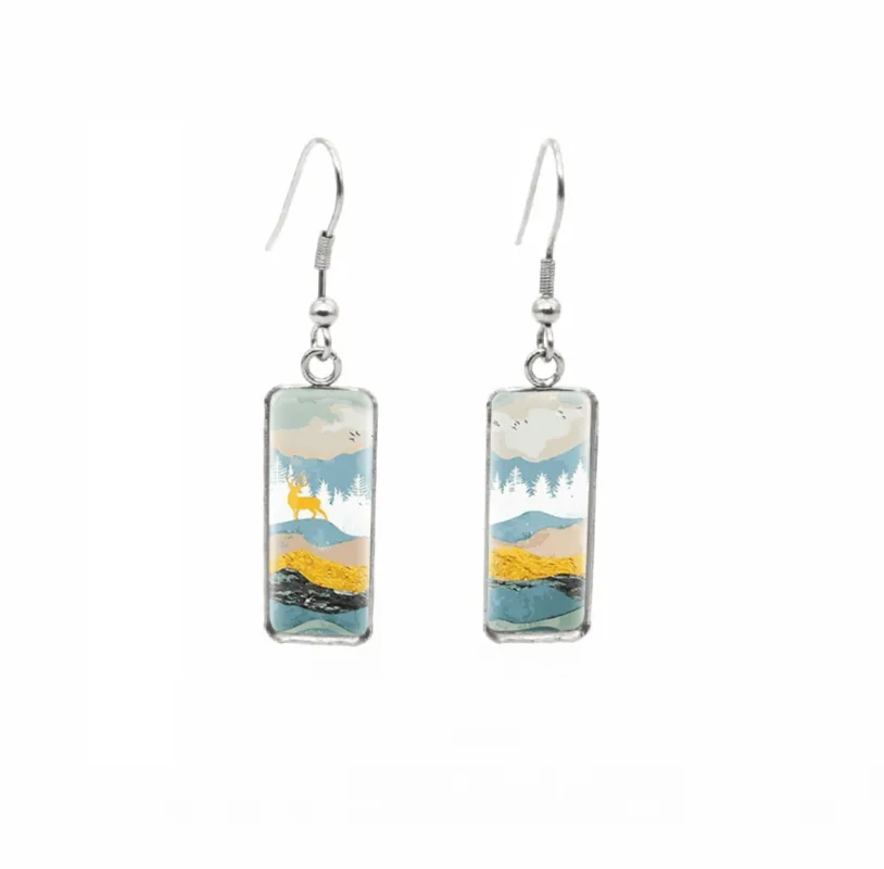 Don't AsK Rectangular Art-Print Drop Earrings – White & Yellow Landscape – Lightweight Dangle Earrings for Women sold by Zulily