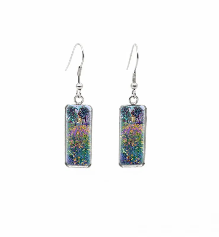 Don't AsK Rectangular Art-Print Drop Earrings – Wildflowers – Lightweight Dangle Earrings for Women sold by Zulily