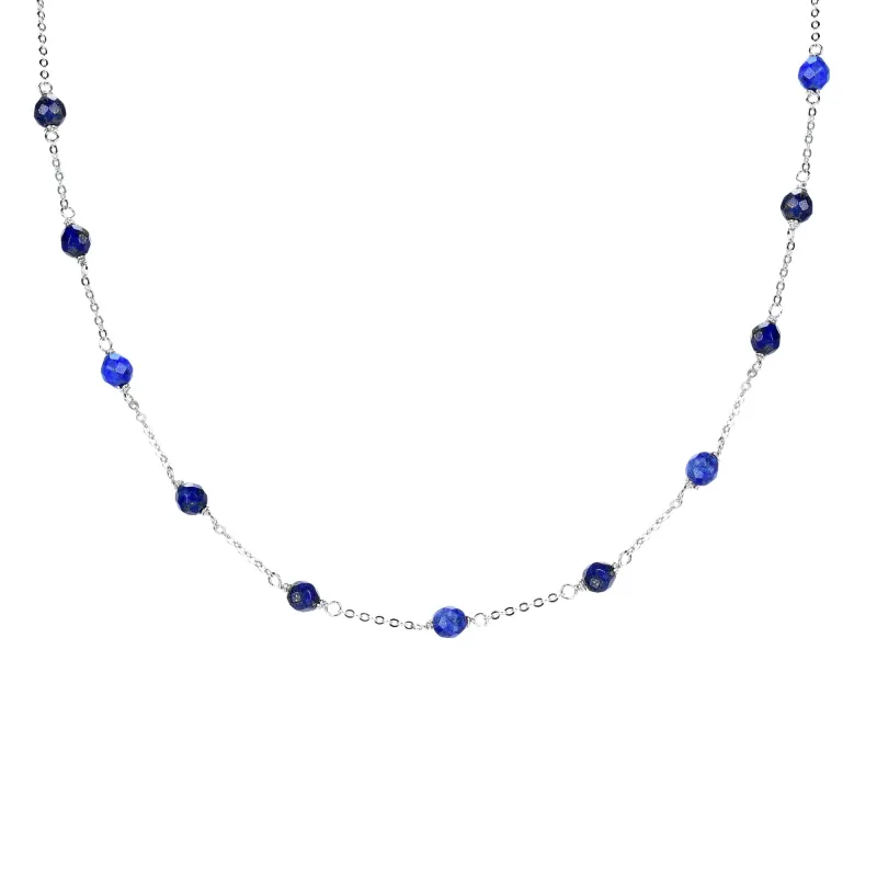 V3 Jewelry Lapis Sterling Silver Bead Station Necklace sold by Zulily