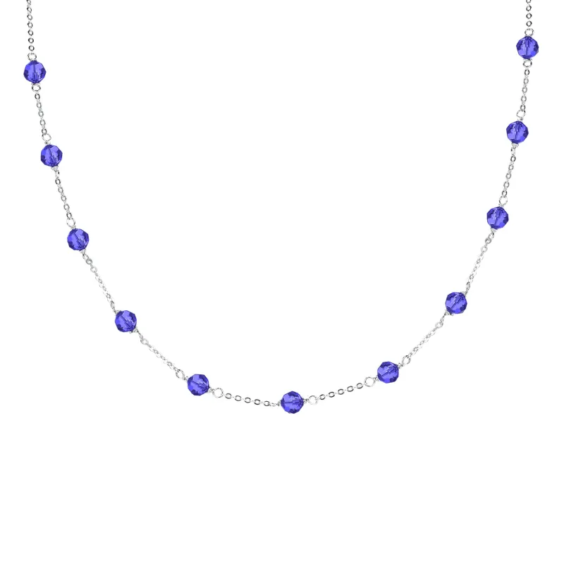 V3 Jewelry Natural Tanzanite Sterling Silver Bead Station Necklace sold by Zulily