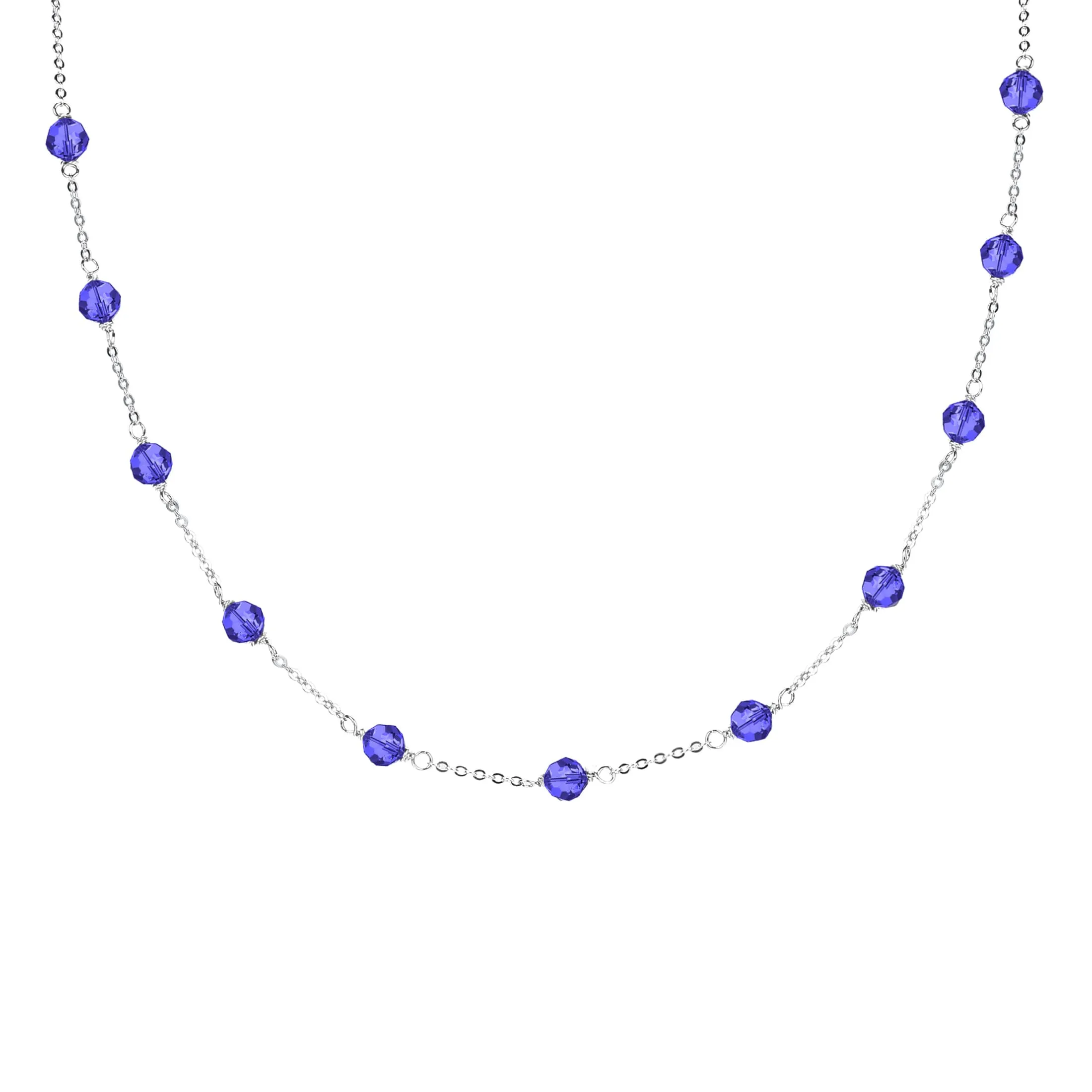 V3 Jewelry Natural Tanzanite Sterling Silver Bead Station Necklace sold by Zulily
