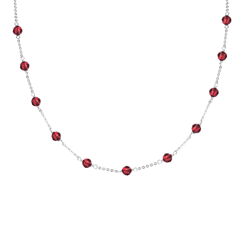 V3 Jewelry Natural Garnet Sterling Silver Beaded Station Necklace sold by Zulily