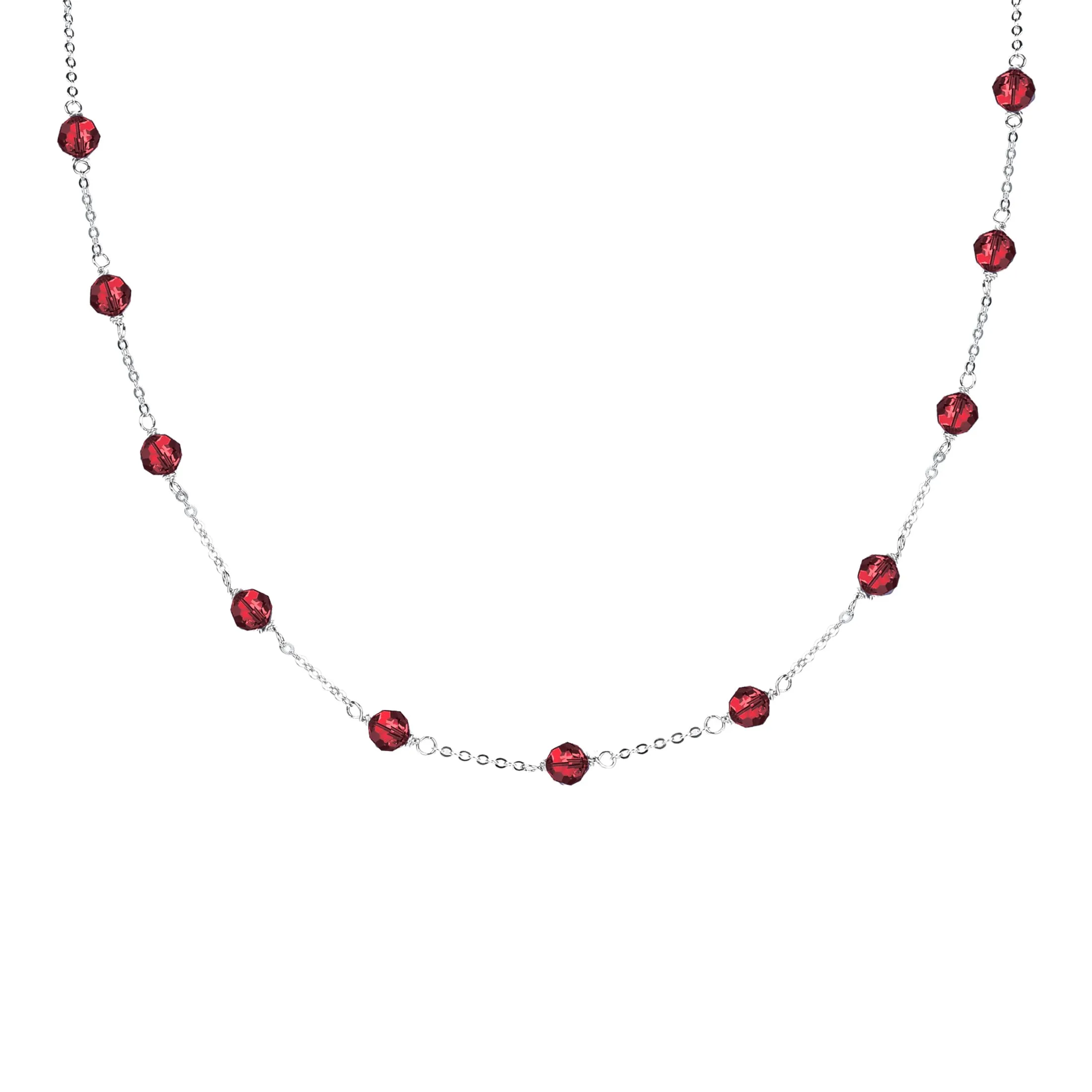 V3 Jewelry Natural Garnet Sterling Silver Beaded Station Necklace sold by Zulily