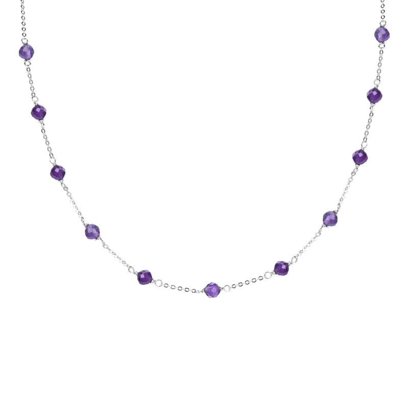 V3 Jewelry Natural Amethyst Sterling Silver Beaded Station Necklace sold by Zulily
