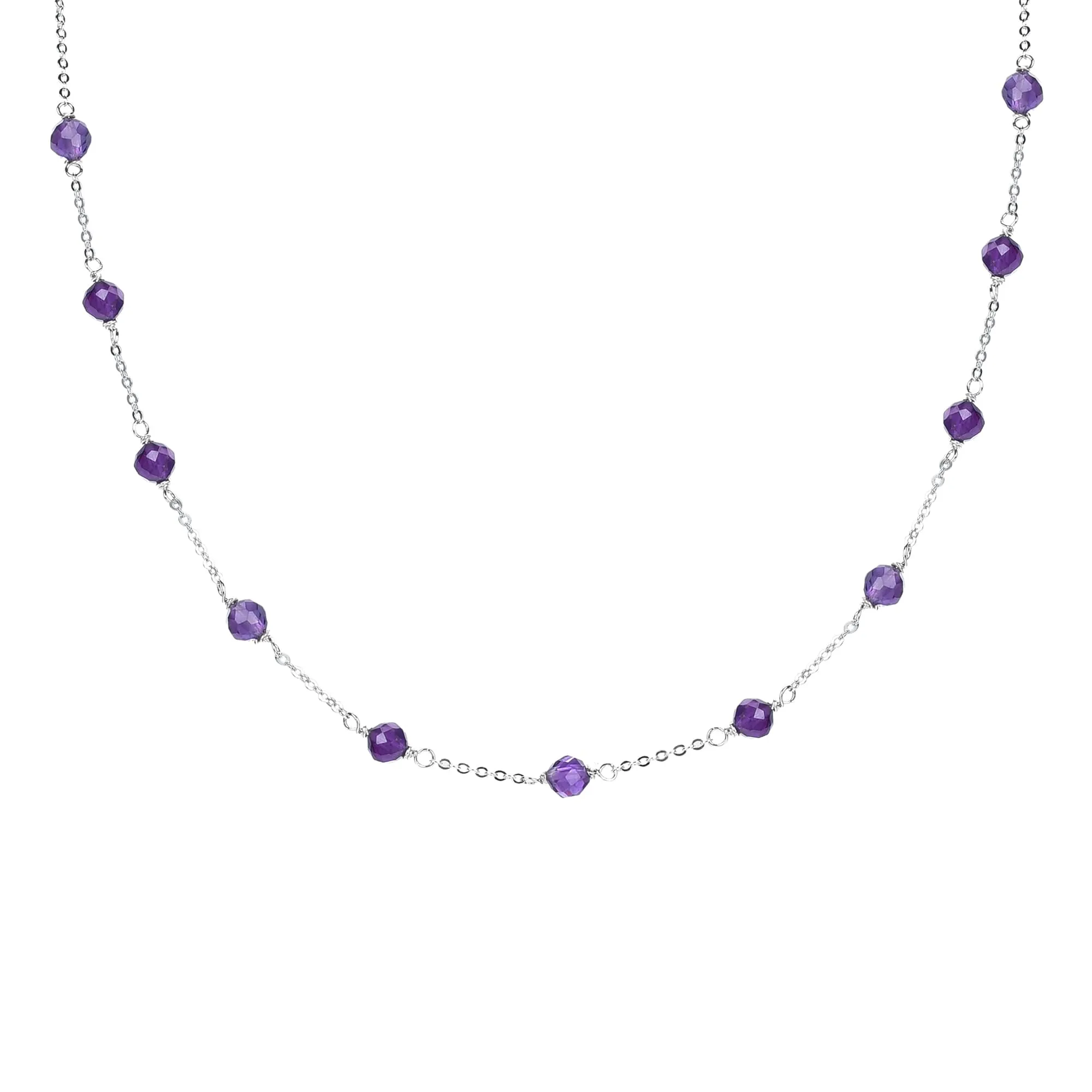 V3 Jewelry Natural Amethyst Sterling Silver Beaded Station Necklace sold by Zulily
