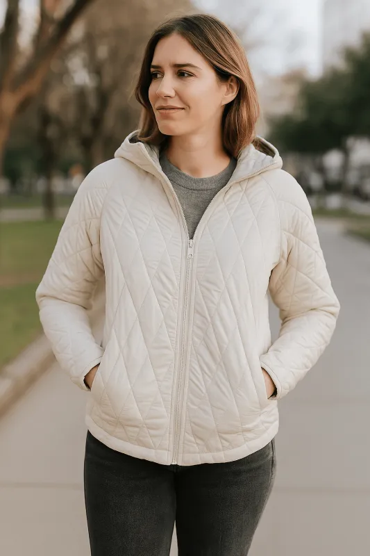Lily by Firmiana Women's Lightweight Puffer Jacket Beige sold by Zulily