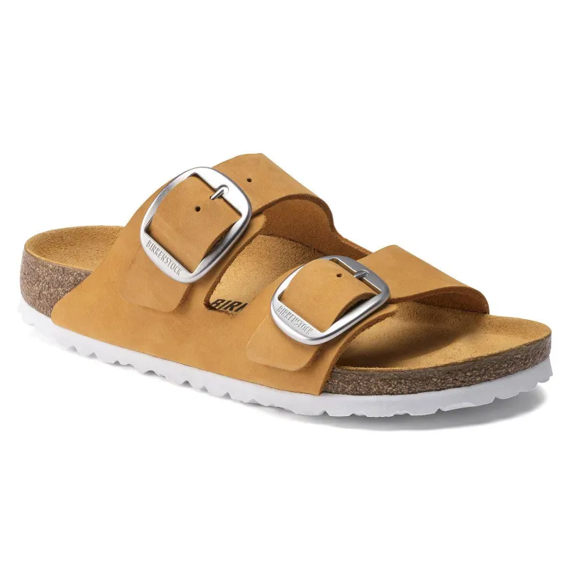 Birkenstock Arizona Big Buckle Nubuck Leather Apricot Sandals sold by Zulily