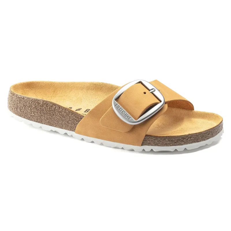 Birkenstock Madrid Big Buckle Nubuck Leather Apricot Sandals sold by Zulily