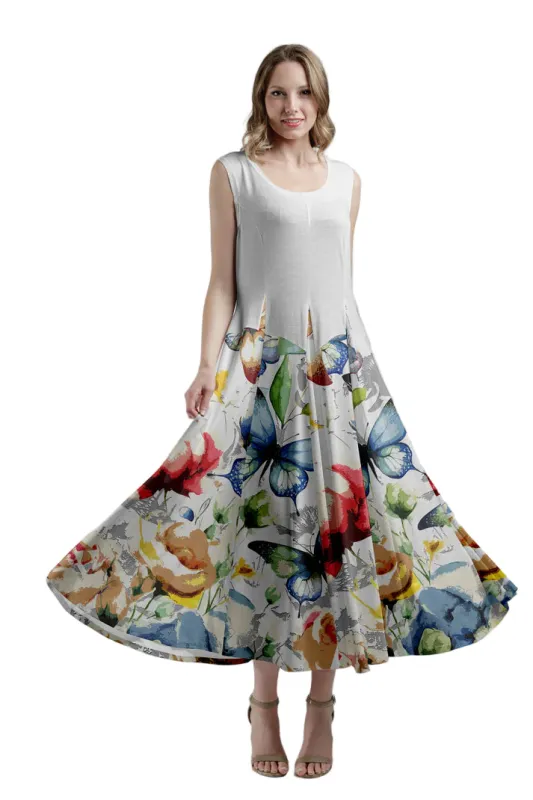 Lily by Firmiana Women's Sleeveless Dress with Pleated Skirt Multicolor Floral Abstract sold by Zulily