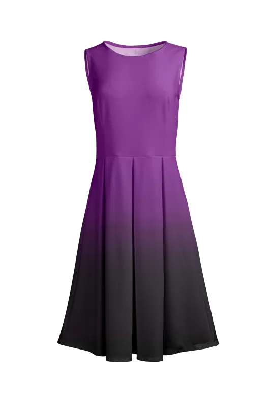 Lily by Firmiana Women's Sleeveless Dress with Pleated Skirt Purple & Black Ombre sold by Zulily
