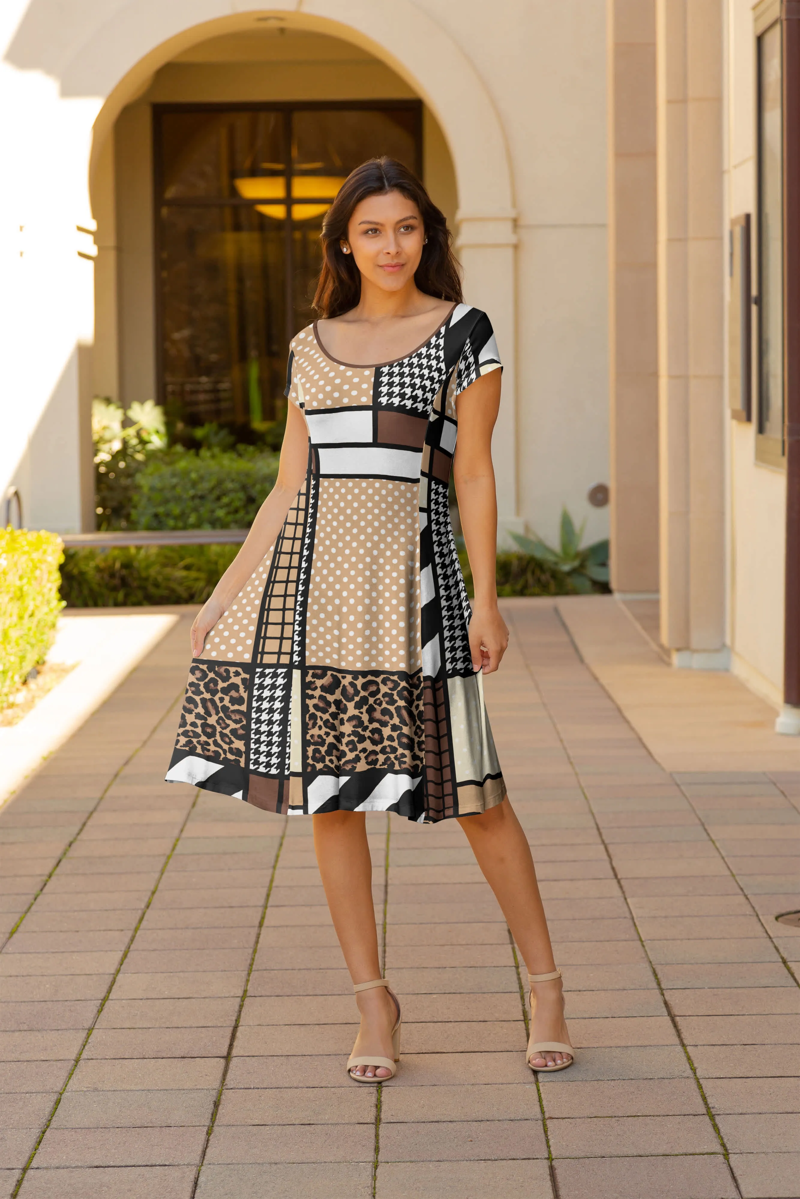 Lily by Firmiana Women's Cap Sleeve Short Dress Black & White Stripe Mix sold by Zulily