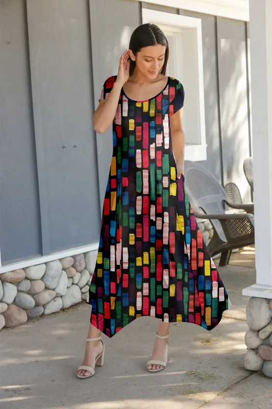 Lily by Firmiana Women's Cap Sleeve Fishtail Maxi Dress Multicolor Geometric Bars sold by Zulily
