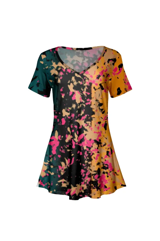 Lily by Firmiana Women's V-Neck Short Sleeve Tunic Red & White Polka Dot sold by Zulily