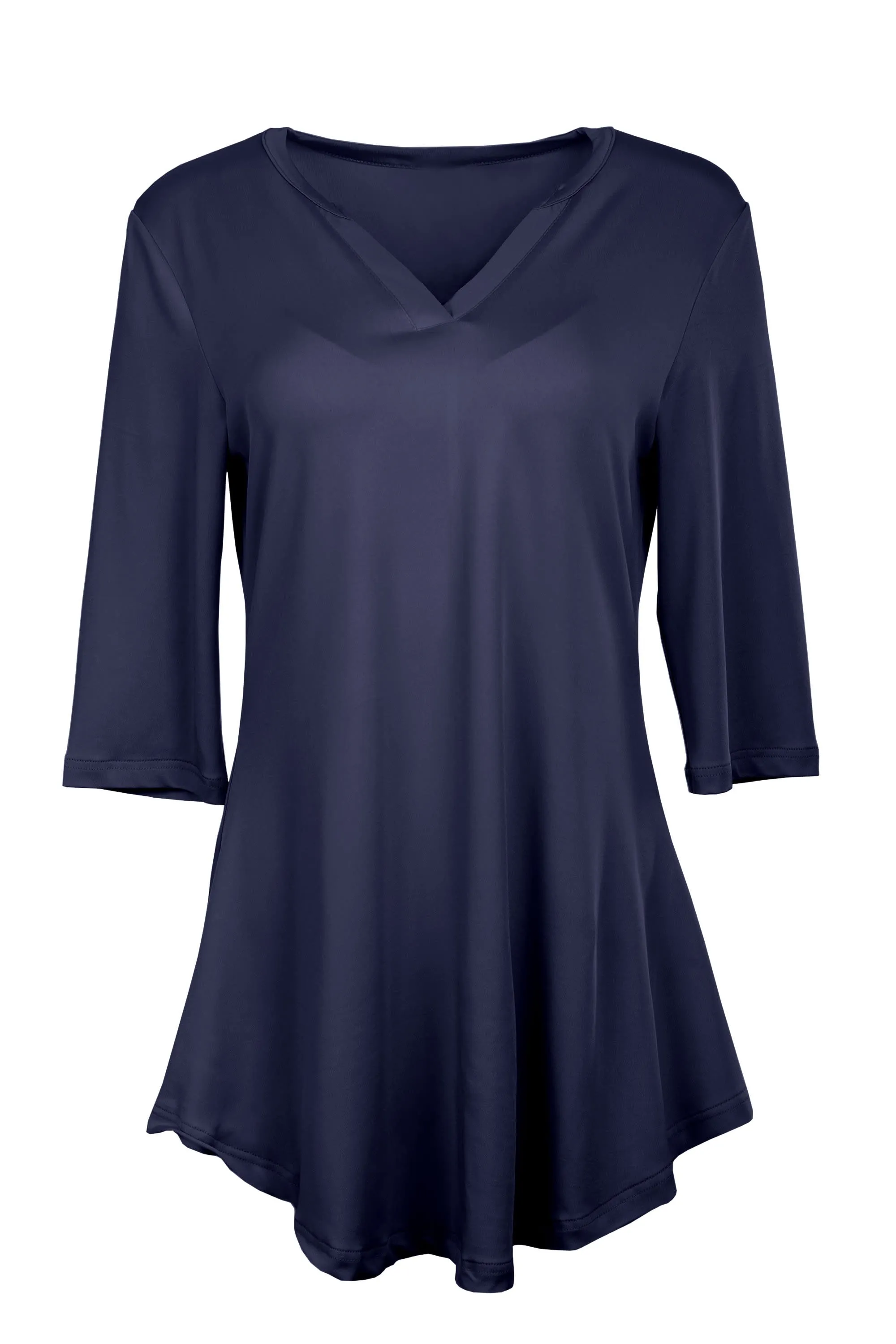 Lily by Firmiana Women's 3/4 Sleeve Notch Neck Tunic Solid Navy sold by Zulily product image thumbnail 2