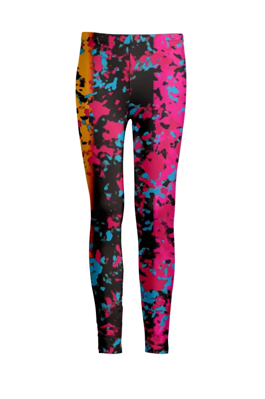 Lily by Firmiana Women's Medium Rise Leggings Fuchsia and Multicolor Geometric sold by Zulily