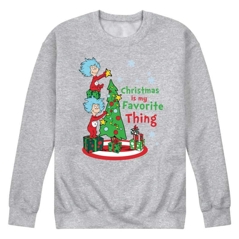 Cat in the Hat - Christmas Is A Family Thing - Men's Crew Neck Fleece Pullover sold by Zulily