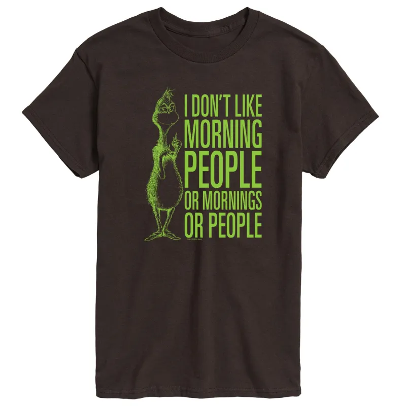 Dr. Seuss The Grinch - Christmas - I Don't Like Morning Or People - Men's Short Sleeve Graphic T-Shirt sold by Zulily