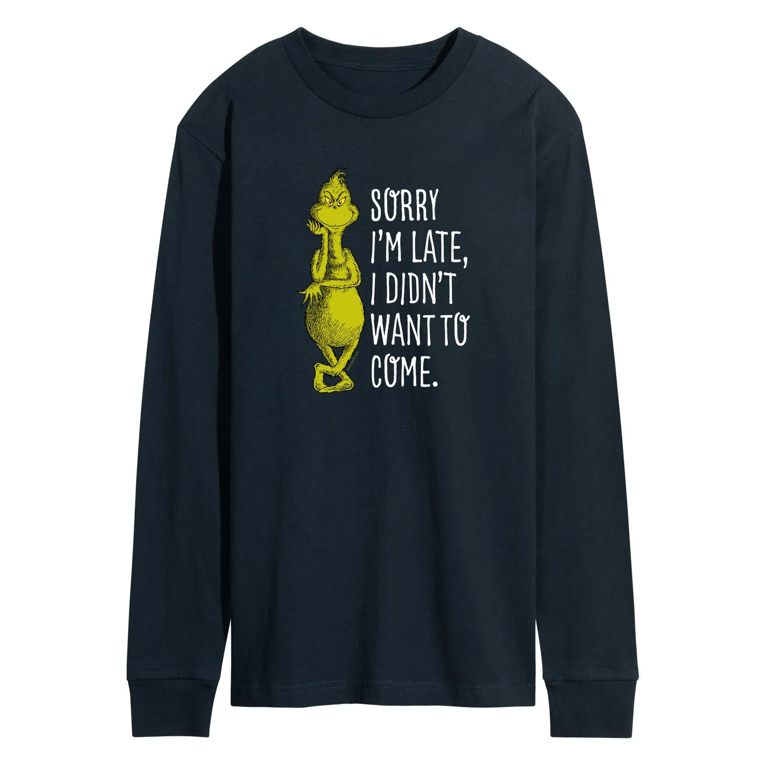 Dr. Seuss The Grinch - Christmas - Sorry I'm Late, Didn't Want To Come - Men's Long Sleeve T-Shirt sold by Zulily product image thumbnail 3