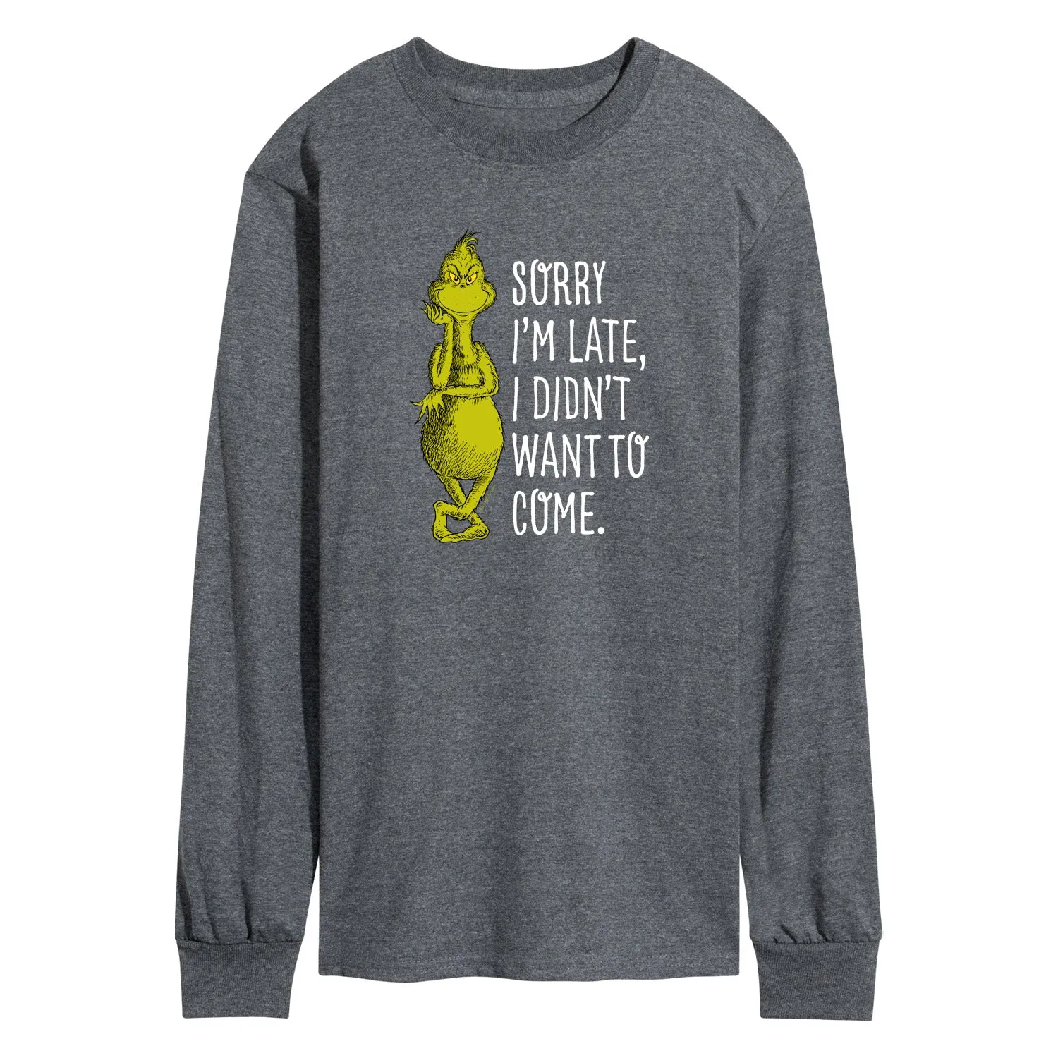 Dr. Seuss The Grinch - Christmas - Sorry I'm Late, Didn't Want To Come - Men's Long Sleeve T-Shirt sold by Zulily product image thumbnail 2