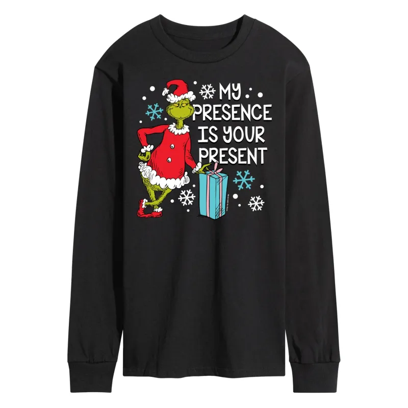 The Grinch - My Presence Is Your Present - Men's Long Sleeve T-Shirt sold by Zulily