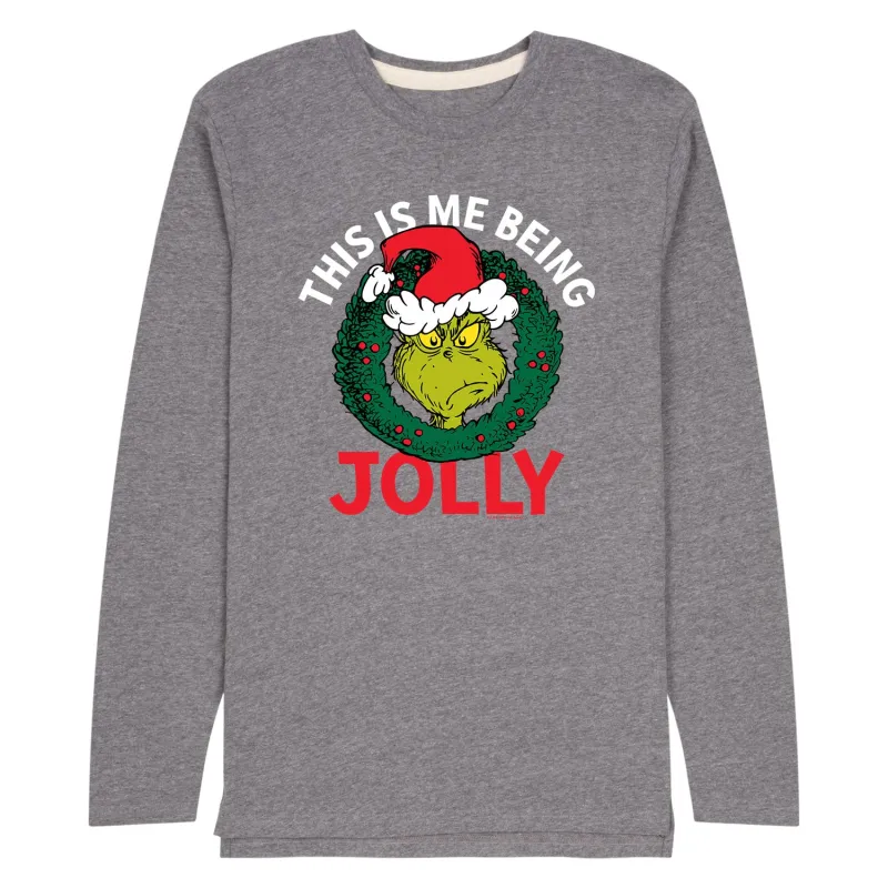 Dr. Seuss - The Grinch This Is Me Being Jolly - Men's Long Sleeve Graphic T-Shirt sold by Zulily