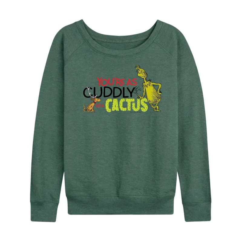 Dr. Seuss - Grinch and Max Cuddly As A Cactus - Women's Lightweight French Terry Long Sleeve Shirt sold by Zulily