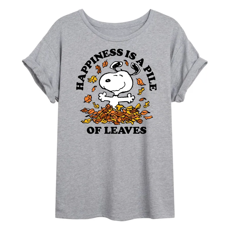 Peanuts - Happiness Is A Pile Of Leaves - Women's Oversized T-Shirt sold by Zulily