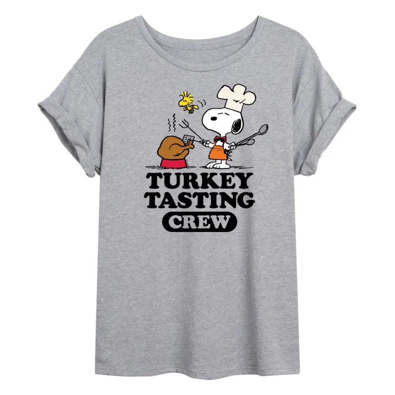 Peanuts - Turkey Tasting Crew - Women's Oversized T-Shirt sold by Zulily