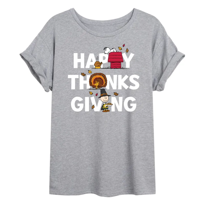 Peanuts - Happy Thanksgiving Icons - Women's Oversized T-Shirt sold by Zulily